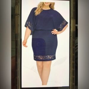 Jessica Howard Women’s Color Many Blue Kimono Sleeve With Lace Size 18.